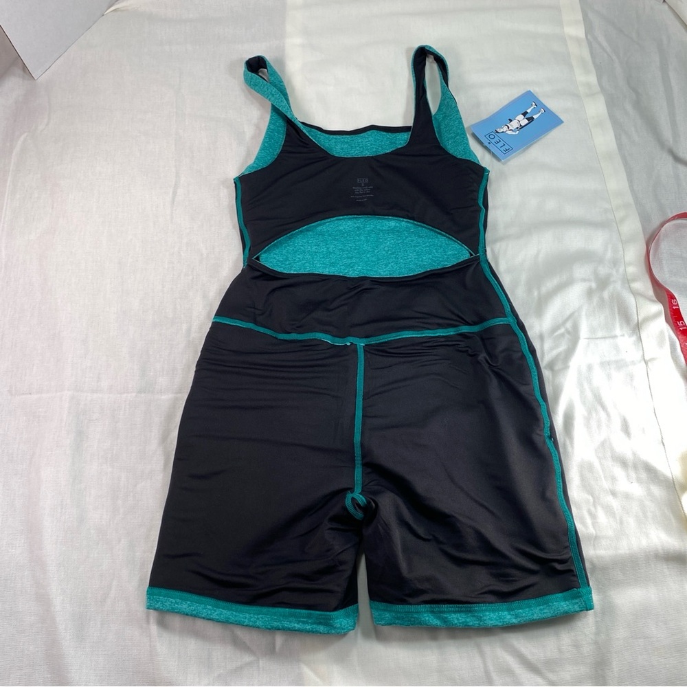 Fleo Bodysuit Women's Heather Teal Open Back Jumpsuit One Piece NWT - Picture 6 of 12